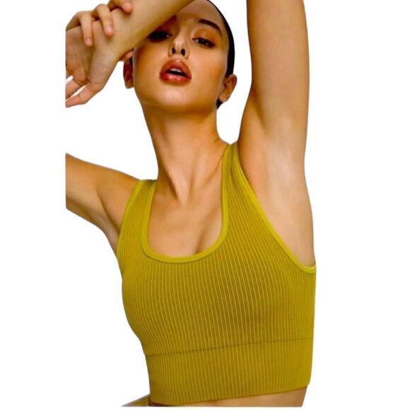 NWT Good American Compression Sports Bra in Golden Olive Size XS - Picture 2 of 11